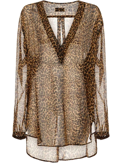 Shop Saint Laurent Caftan In Brown