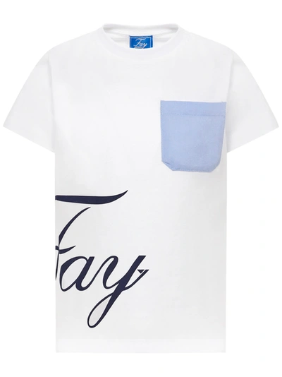 Shop Fay Kids T-shirt In White