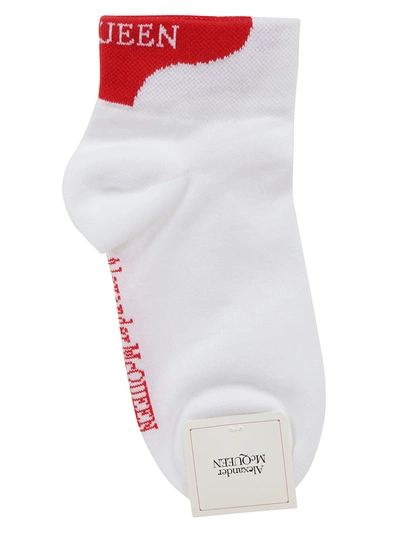 Shop Alexander Mcqueen Socks Mini Branded In White Red