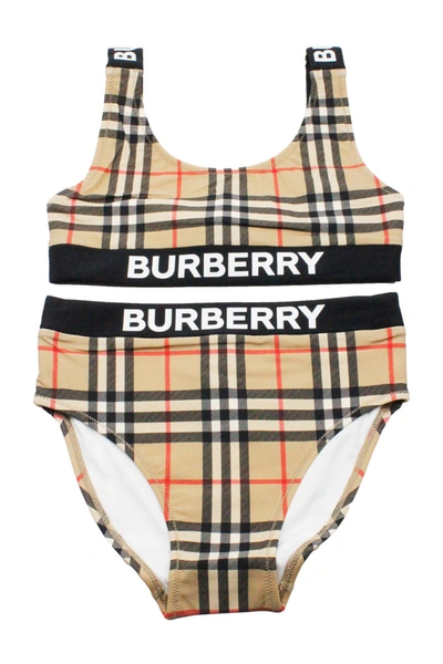 Shop Burberry Two-piece Swimsuit I In Beige