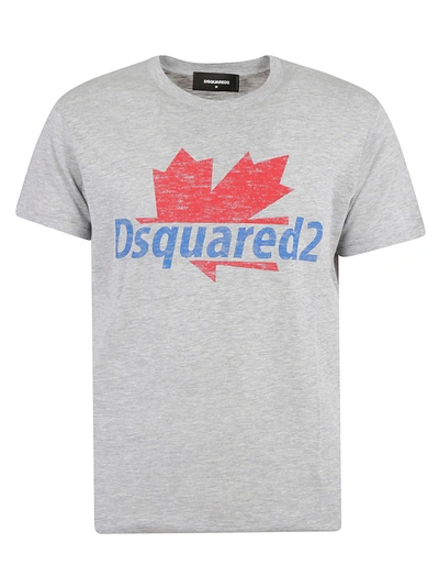 Shop Dsquared2 Logo Print T-shirt In Medium Grey Mélange