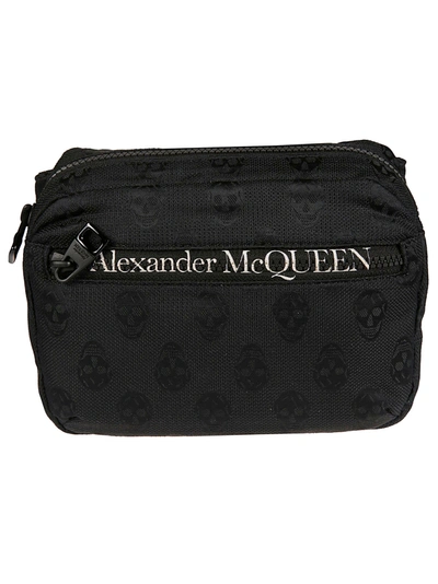 Shop Alexander Mcqueen Logo Zipper Print Belt Bag In Black