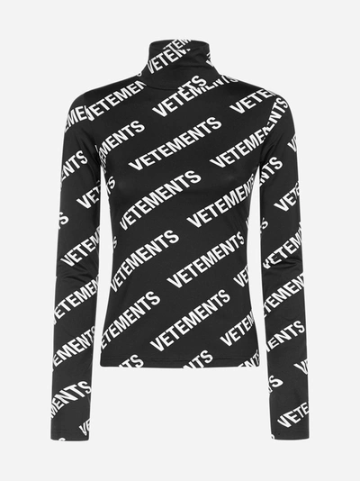 Shop Vetements Top A Dolcevita Con Logo All Over