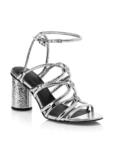 Shop Rebecca Minkoff Women's Apolline Ankle-strap Metallic Sandals In Silver