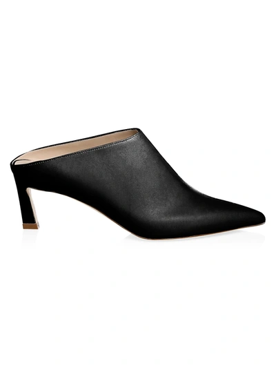 Shop Stuart Weitzman Women's Mira Leather Mules In Black