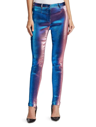 Shop Roberto Cavalli Women's Straight-leg Lurex Shimmer Pants In Blue