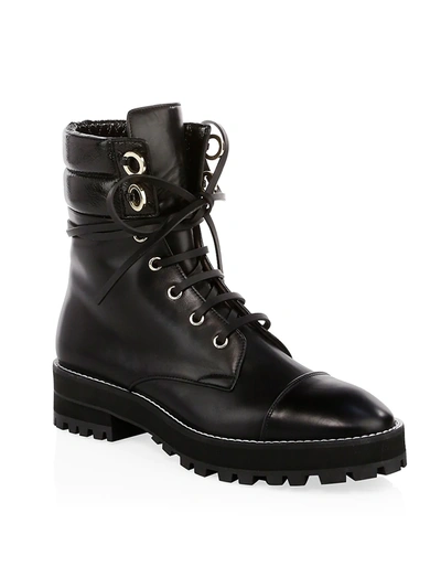 Shop Stuart Weitzman Women's Lexy Leather Combat Boots In Black