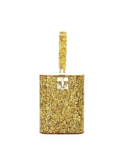 Shop Edie Parker Women's Oval Glitter Acrylic Clutch In Gold
