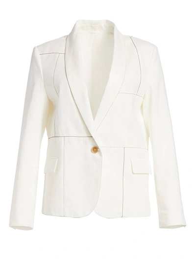 Shop Brunello Cucinelli Women's Linen & Cotton Suit Jacket In White