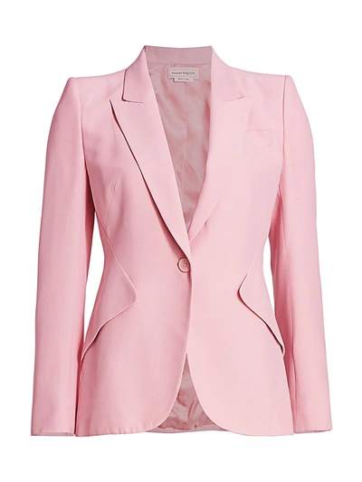 Shop Alexander Mcqueen Women's Tailored Peak-lapel Jacket In Sugar Pink
