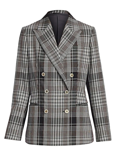 Shop Brunello Cucinelli Women's Plaid Double-breasted Jacket In Contemporary Check