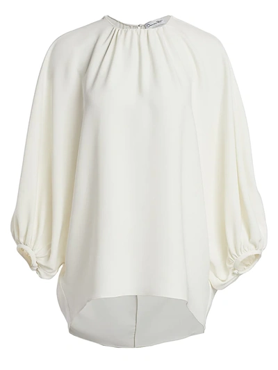 Shop Oscar De La Renta Women's Stretch Silk Bubble Sleeve Blouse In Ivory