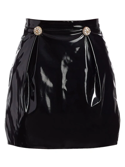 Shop Versace Women's Coated Cady Tulip Mini Skirt In Black