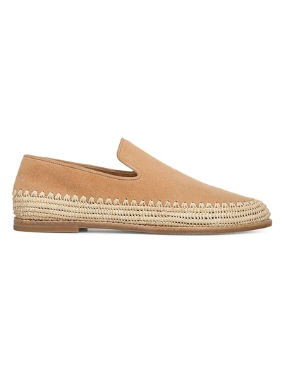 Shop Vince Women's Jalen Suede & Raffia Loafers In Roasted Cashew