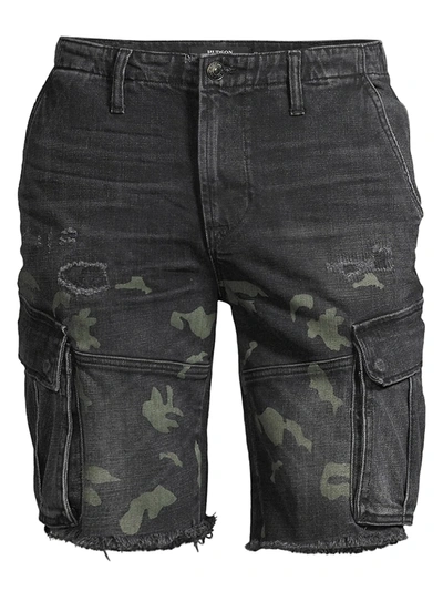 Shop Hudson Men's Camo Print Denim Cut-off Shorts In Black Camo
