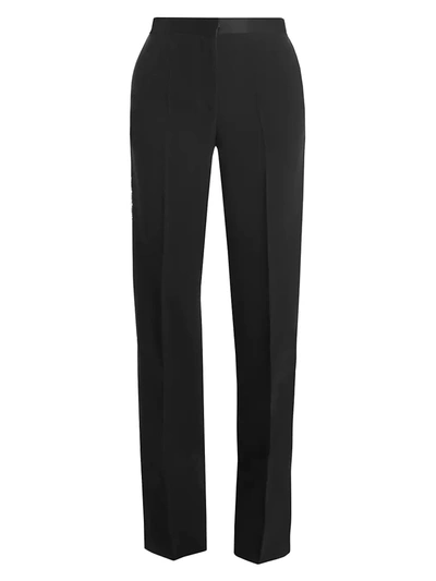 Shop Versace Women's Envers Satin Chain Tuxedo Pants In Black