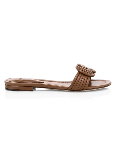 Shop Alexandre Birman Women's Sue Knotted Flat Leather Sandals In Almond