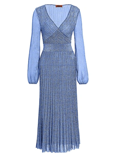 Shop Missoni Women's Operato Lame Faux Wrap Dress In Blue