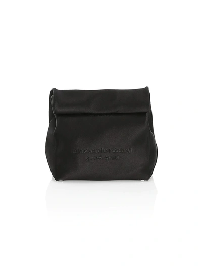 Shop Alexander Wang Women's Lunch Bag Satin Clutch In Black