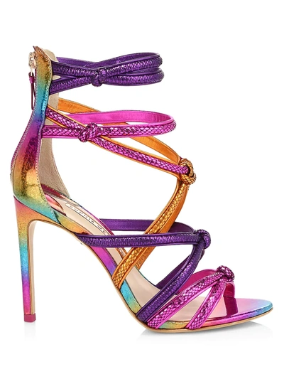 Shop Sophia Webster Women's Metallic Lizard-embossed Leather Stiletto Sandals In Rainbow
