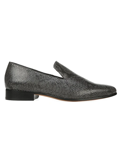 Shop Vince Women's Lela Snakeskin-embossed Leather Loafers In Dark Grey