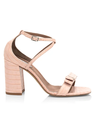 Shop Tabitha Simmons Women's Hudson Croc-embossed Leather Sandals In Pink