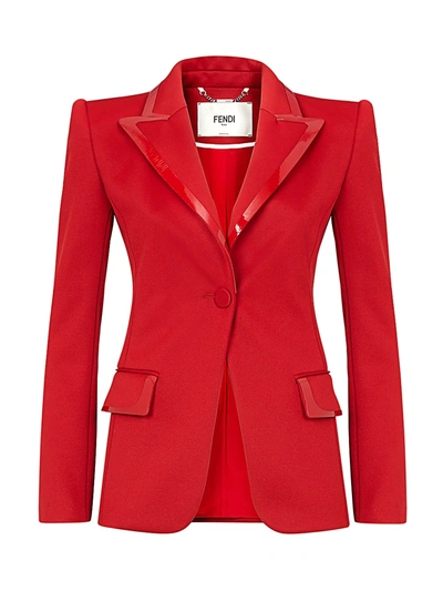 Shop Fendi Women's Leather-trim Piqué Jacket In Baroque Red