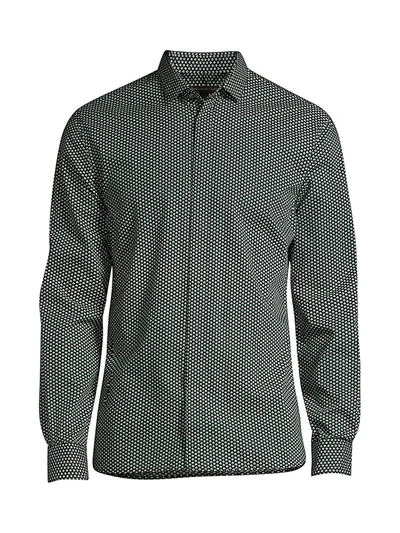 Shop John Varvatos Men's Rodney Slim-fit Pattern Sport Shirt In Black