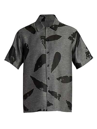 Shop Ami Alexandre Mattiussi Men's Short-sleeve Printed Shirt In Grey Noir