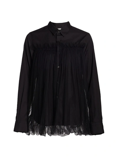 Shop Noir Kei Ninomiya Cotton Tulle Shirt In Black