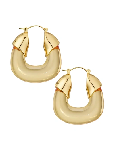 Shop Lizzie Fortunato 18k Goldplated & Acrylic Organic Hoop Earrings