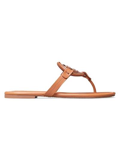 Shop Tory Burch Women's Miller Metal Leather Thong Sandals In Tan Rose