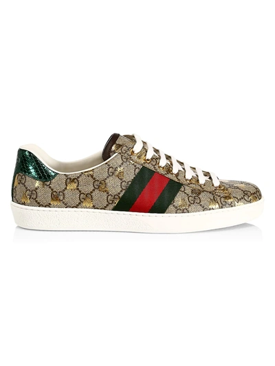 Shop Gucci New Ace Stripe Gg Supreme Low-top Sneakers In Beige