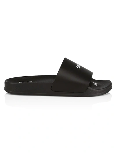 Shop Off-white Women's Logo Slide Sandals In Black White