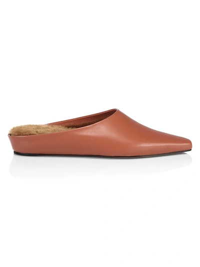 Shop Neous Alba Shearling-lined Leather Mules In Almond