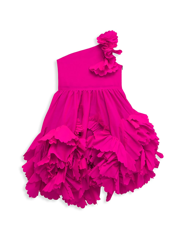 Marchesa Notte Mini Kids Little Girl S Miley One Shoulder Ruffled Dress In Fuchsia Modesens