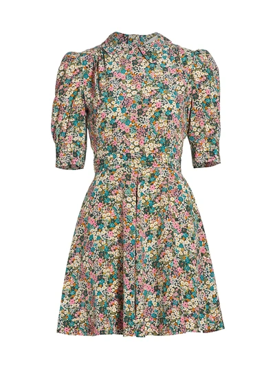 Shop See By Chloé Floral Meadow Puff-sleeve Shirtdress In Neutral