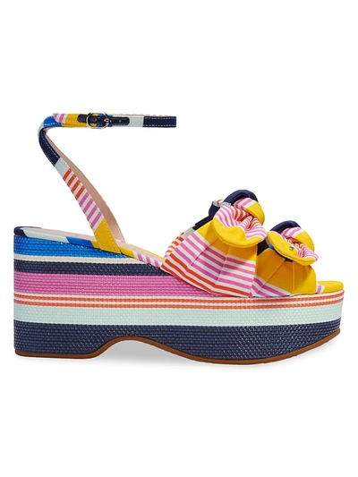 Shop Kate Spade Julep Stripe Platform Wedge Sandals In Ocean Side
