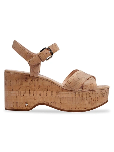 Shop Kate Spade Jasper Cork Platform Wedge Sandals In Natural