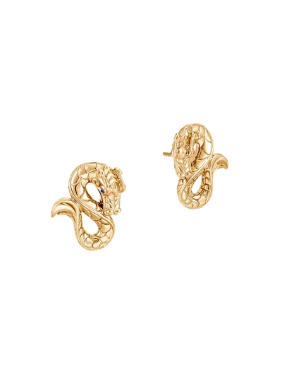 Shop John Hardy Women's Legends Naga 18k Yellow Gold & Blue Sapphire Stud Earrings