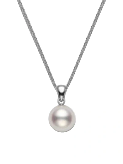 Shop Mikimoto Women's Essential Elements 18k White Gold & 7mm White Cultured Pearl Pendant Necklace