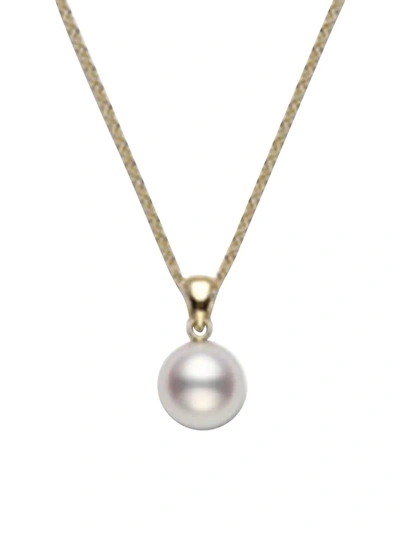 Shop Mikimoto Women's Essential Elements 18k Yellow Gold & 7mm White Cultured Pearl Pendant Necklace