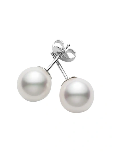 Shop Mikimoto Women's Essential Elements 18k White Gold & 5mm White Cultured Pearl Stud Earrings