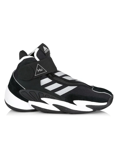 Shop Adidas Originals By Pharrell Williams Pw 0-60 Hu Baskeball Sneakers In Black