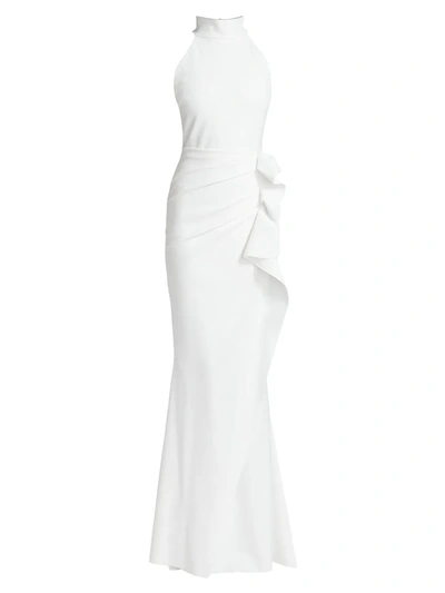 Shop Chiara Boni La Petite Robe Women's Gudrum Halter Ruffle Gown In White