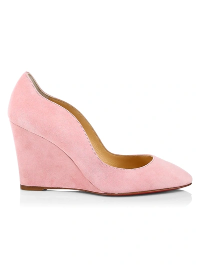 Shop Christian Louboutin Women's Tanja Suede Wedge Pumps In Soupir