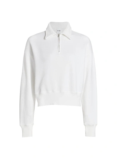 Shop Re/done 70s Half-zip Sweatshirt In White