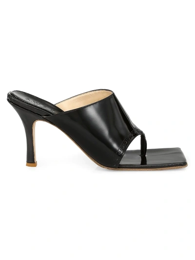 Shop A.w.a.k.e. Katie Square-toe Leather Thong Sandals In Black