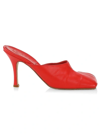 Shop A.w.a.k.e. Square-toe Cutout Leather Mules In Red