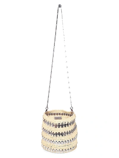 Shop Paco Rabanne 1969 Rabanne Raffia Bucket Bag In Natural